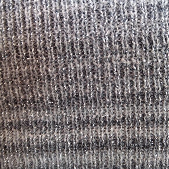 Express graystripe long sleeve v-neck sweater with silver metallic threading - Picture 7 of 9